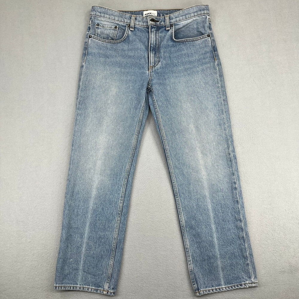 ASKK NY Womens Straight Leg Jeans Light Blue 100% Cotton Made in USA Size 27